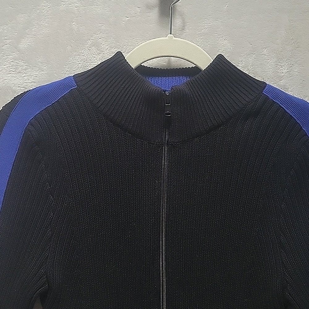 LAUREN Ralph Lauren Active Full Zip Knit Sweater Large Black Blue - Picture 4 of 10